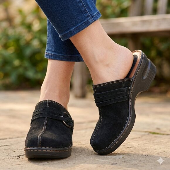 Great Northwest Indigo Shoes - Great Northwest Indigo Chavira Black Suede Slip On Clogs Mules Shoes Size 6.5